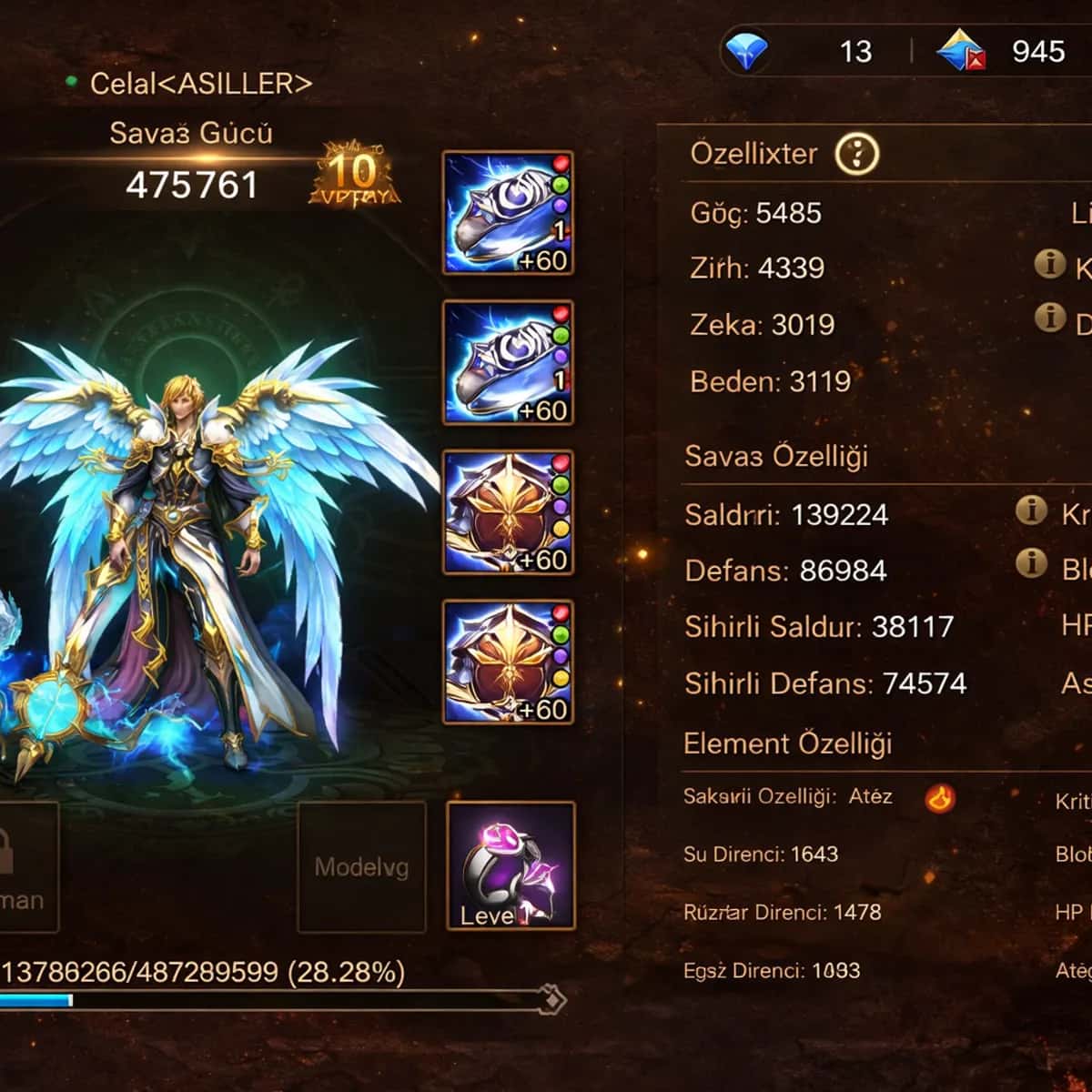 66 Level Full Emek Alan hesabı bağ yok 7road