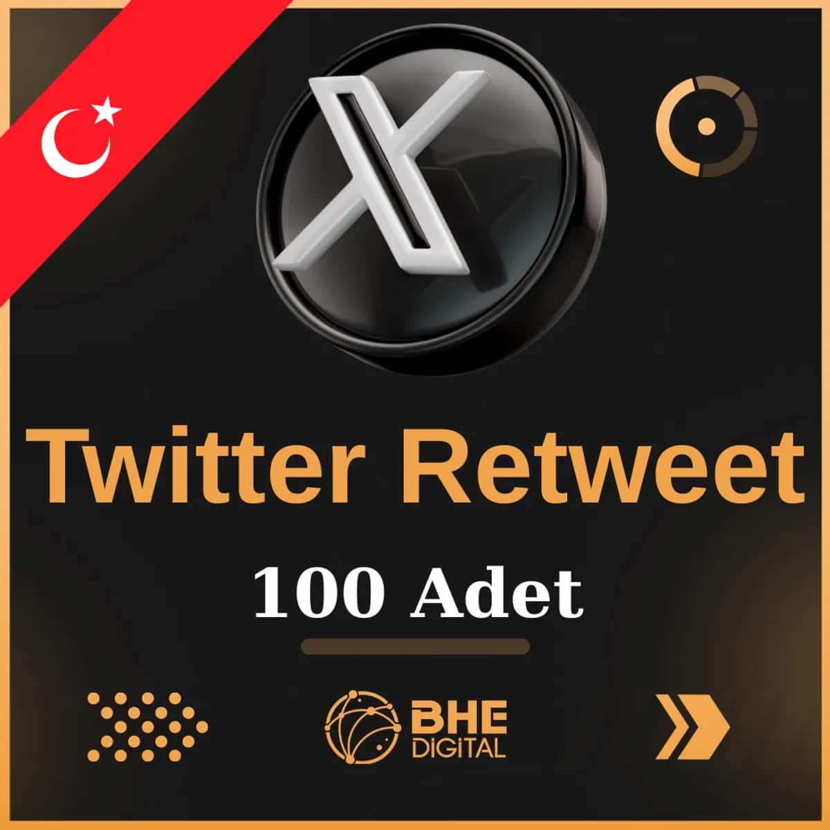 X (Twitter) 100 Adet Türk Retweet